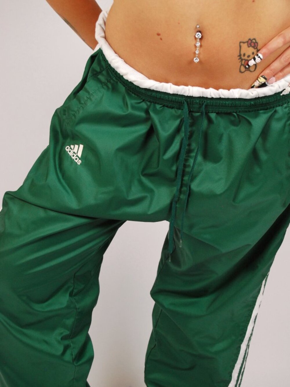 Y2K Adidas Track Pants (L) large green vintage mens swishy sporty streetwear - Picture 8 of 9